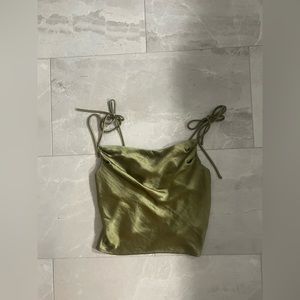 green silky tie tank